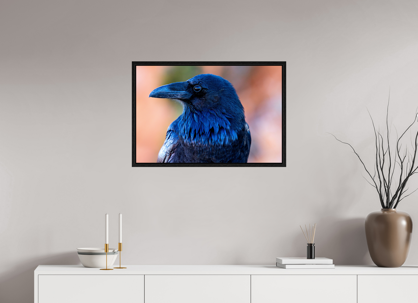 30 x 20″, Floater Frame Raven