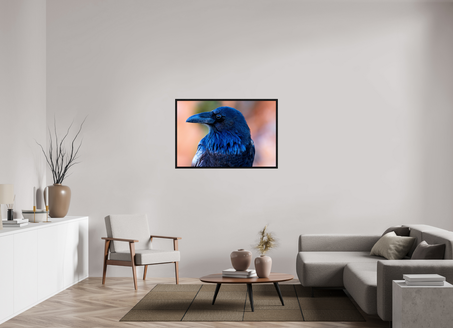 45 x 30″, Floater Frame Raven