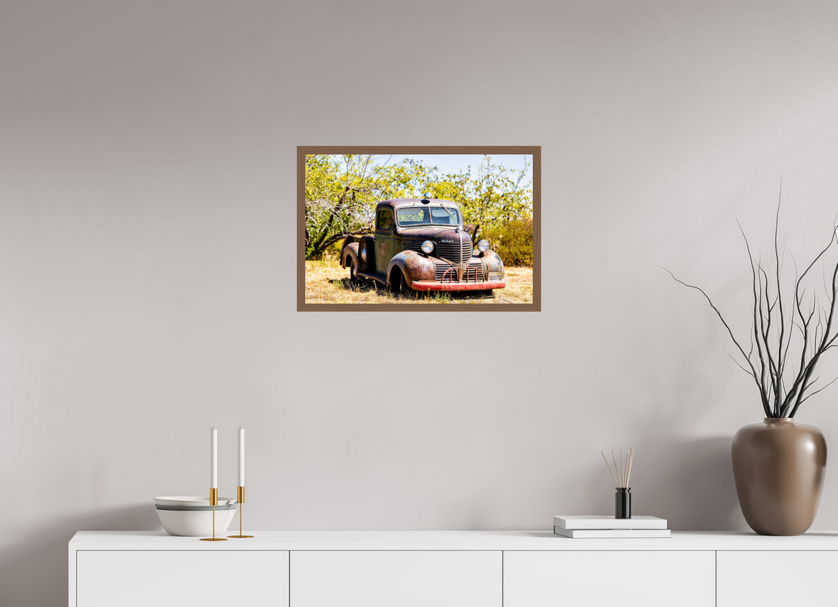 24 x 16″, Framed Walnut Dodge Truck