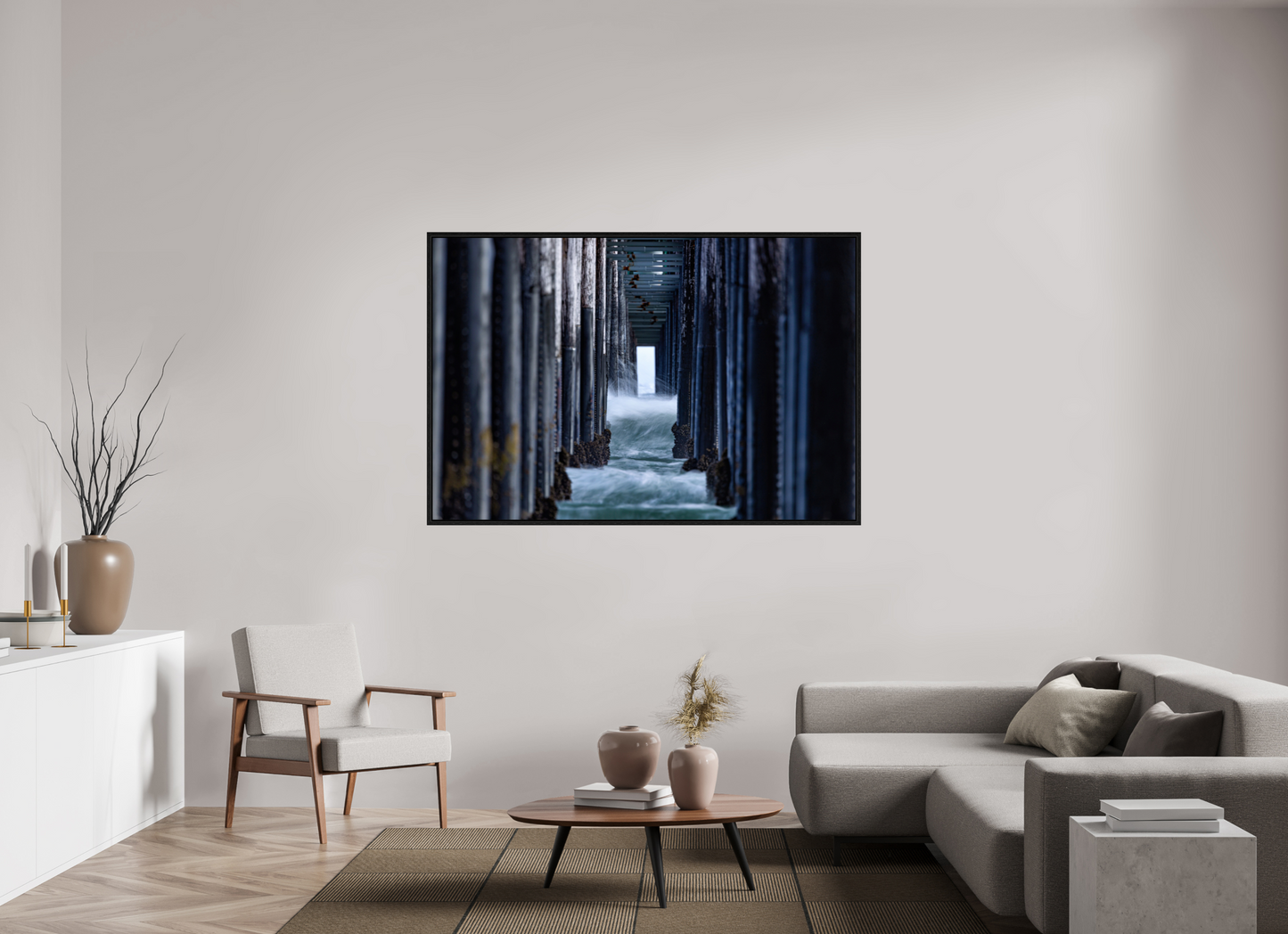 66 x 44″, Floater Frame Oceanside Pier 1