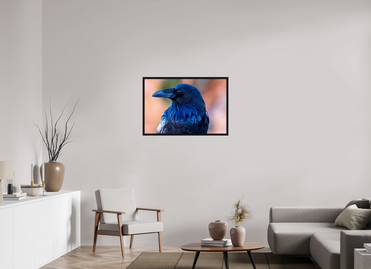 36 x 24″, Floater Frame Raven