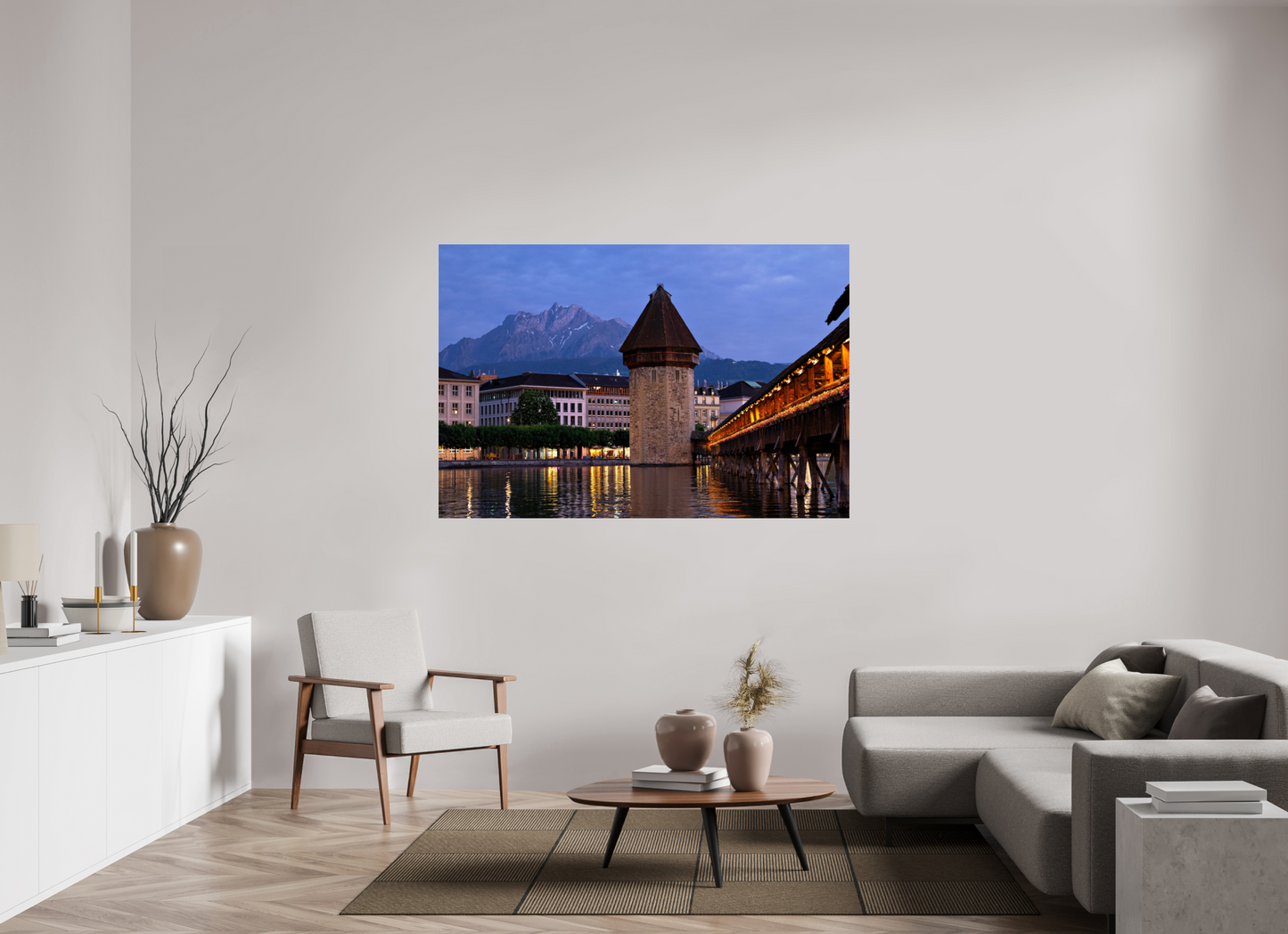 66 x 44″, Photo Print Under Acrylic Glass Chappel Bridge