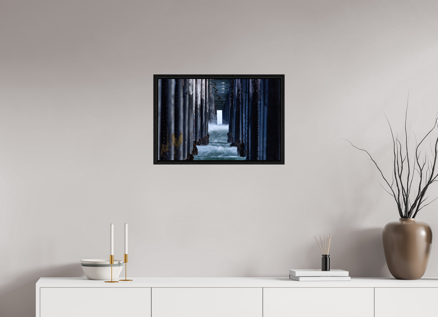 24 x 16″, Floater Frame Oceanside Pier 1