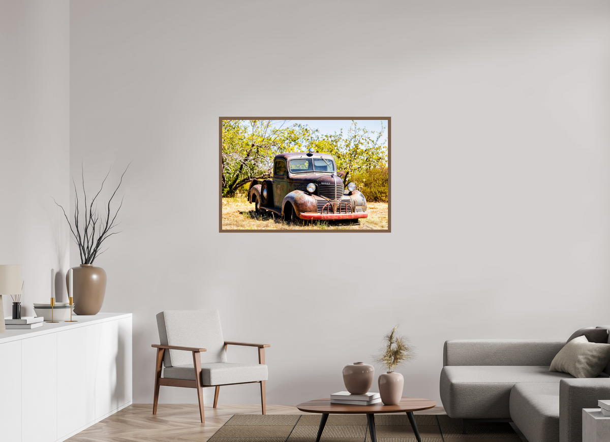 45 x 30″, Framed Walnut Dodge Truck