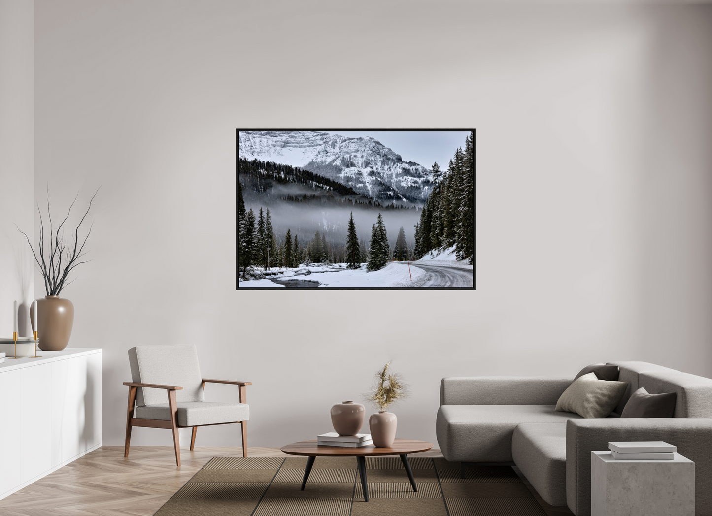 66 x 44″, Floater Frame Mountain Mist