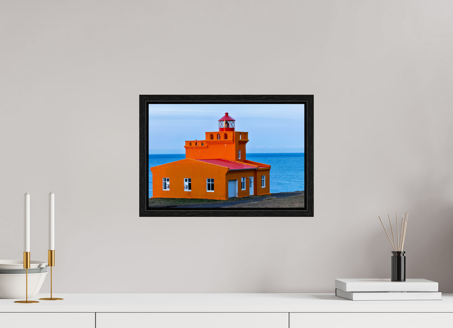 15 x 10″, Floater Frame Iceland Light House