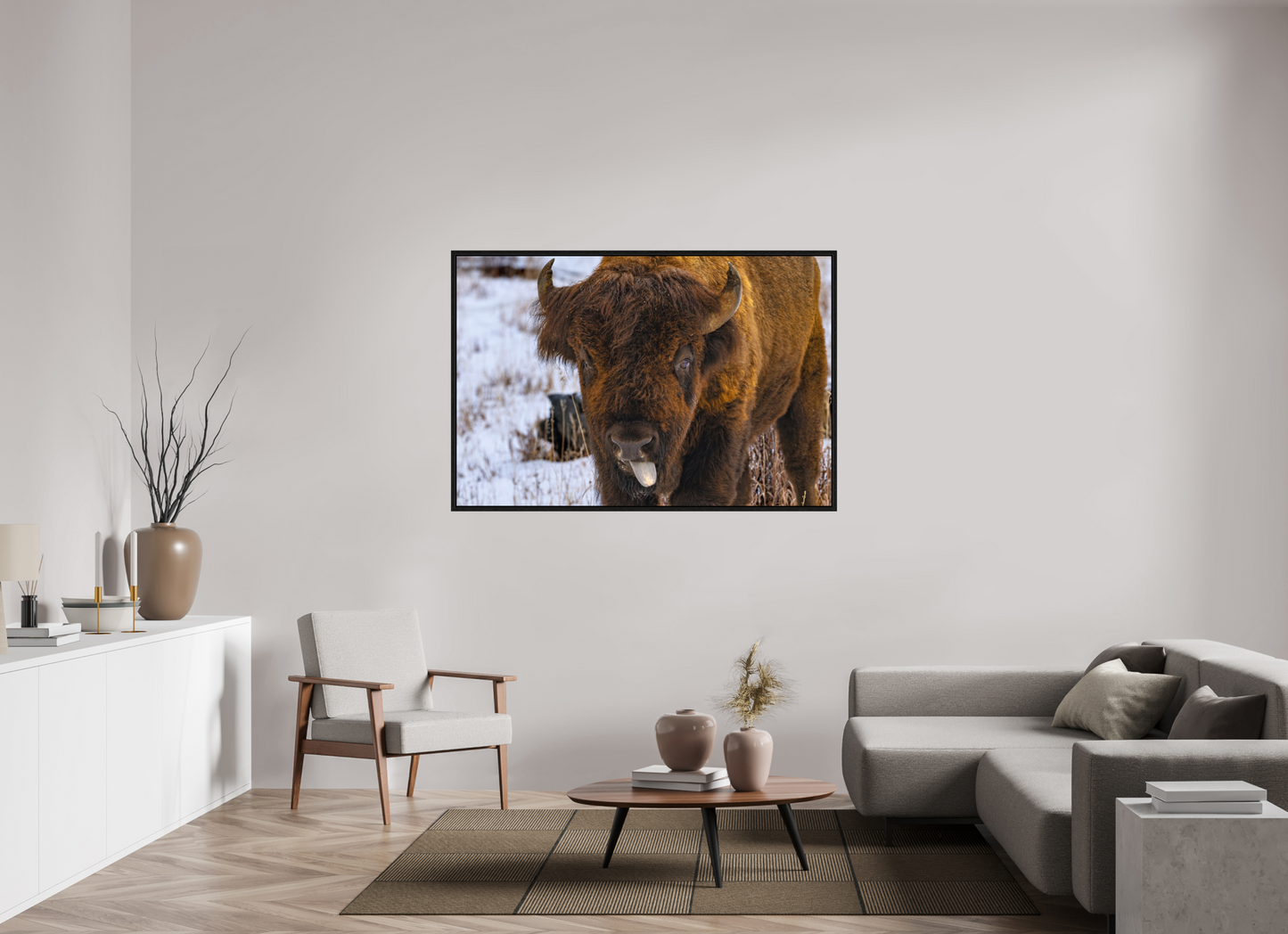 60 x 40″, Floater Frame Bison Tongue