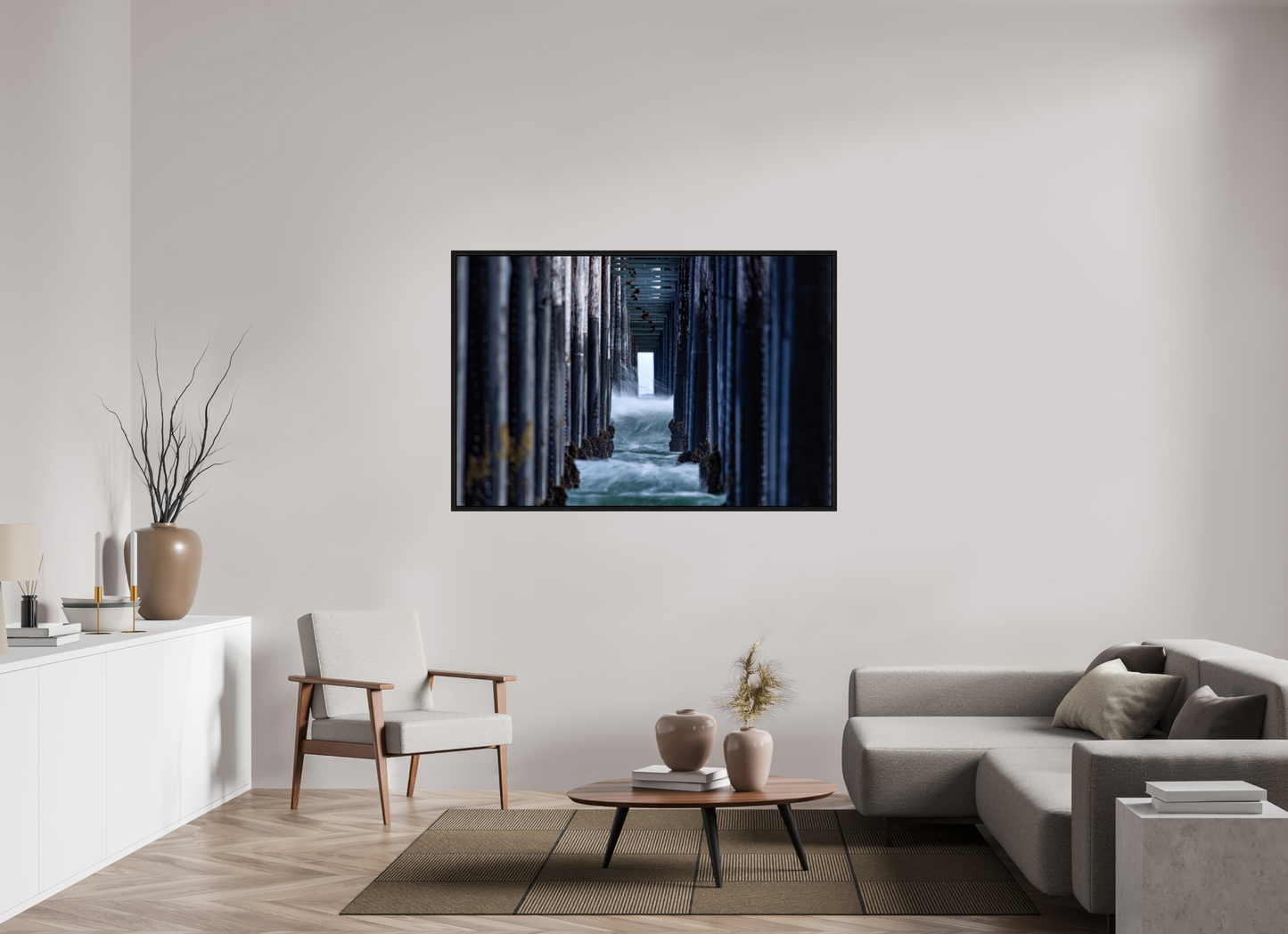 60 x 40″, Floater Frame Oceanside Pier 1