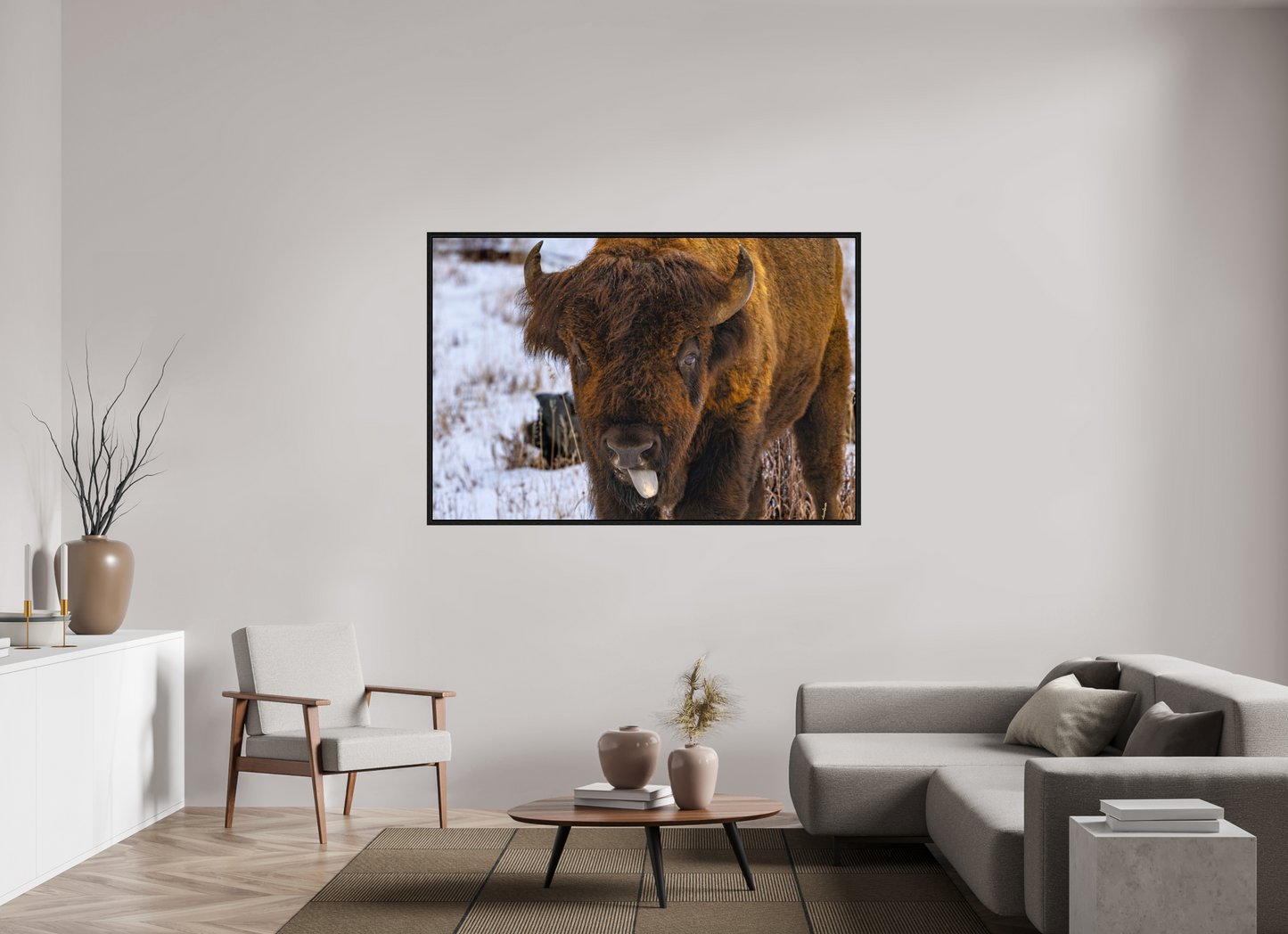 66 x 44″, Floater Frame Bison Tongue