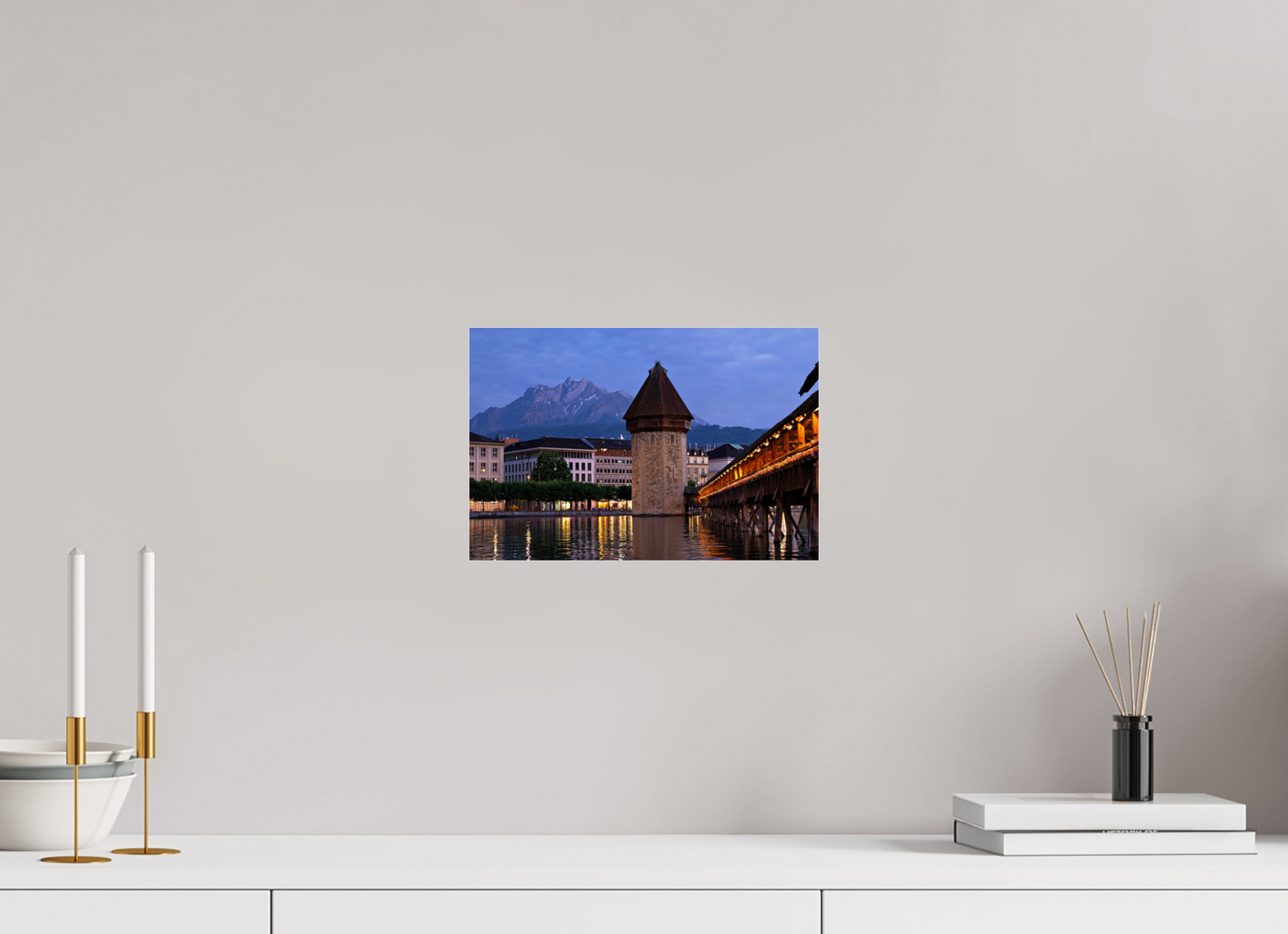 12 x 8″, Photo Print Under Acrylic Glass Chappel Bridge