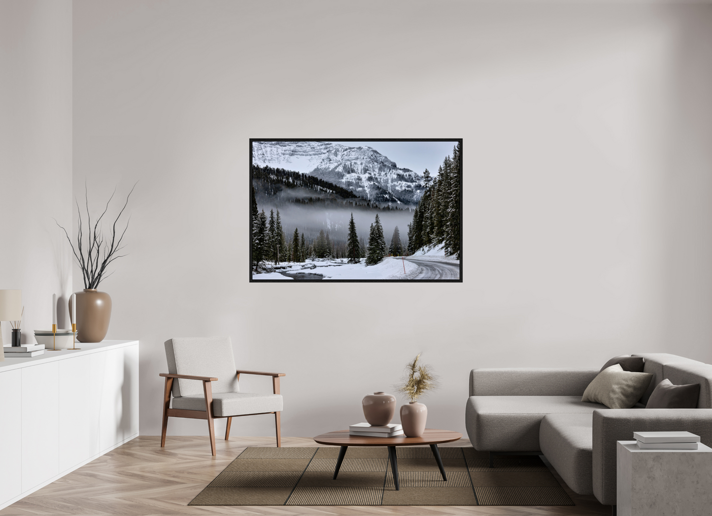 60 x 40″, Floater Frame Mountain Mist
