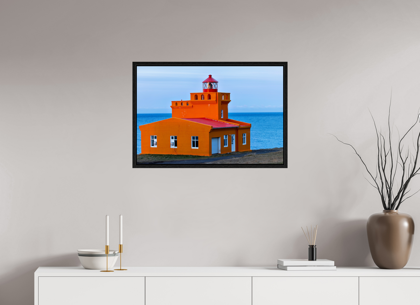 30 x 20″, Floater Frame Iceland Light House