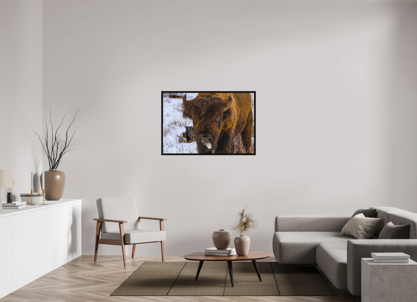 45 x 30″, Floater Frame Bison Tongue