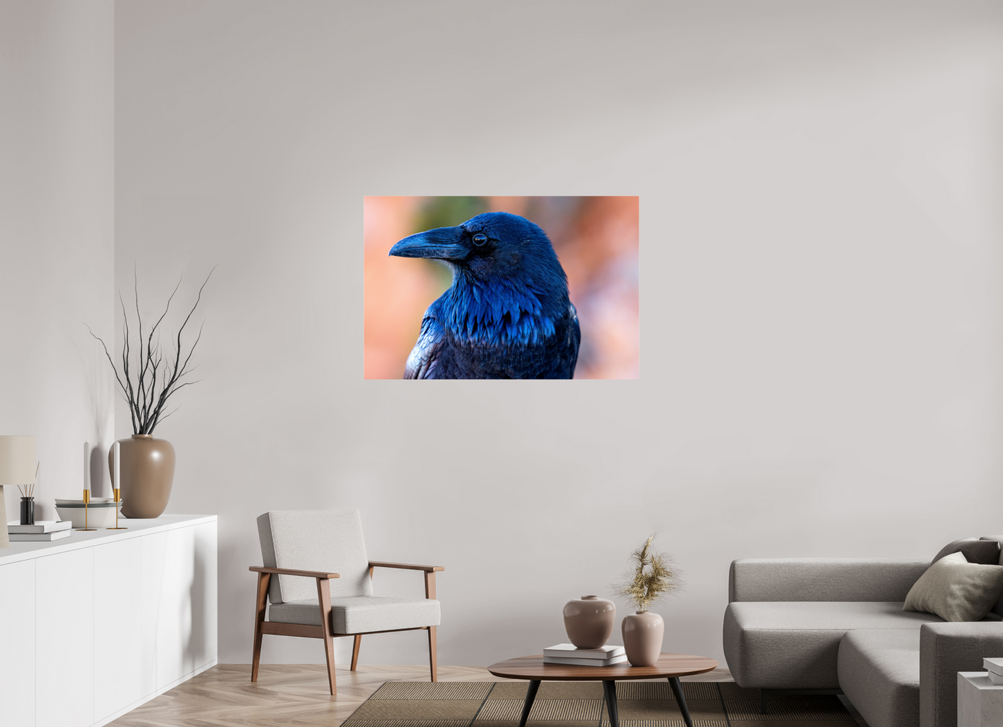 45 x 30″, Photo Print Under Acrylic Glass Raven