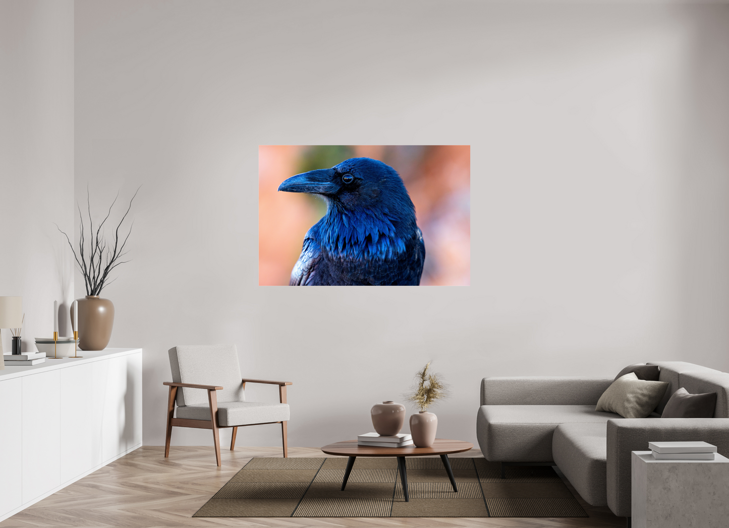 60 x 40″, Photo Print Under Acrylic Glass Raven