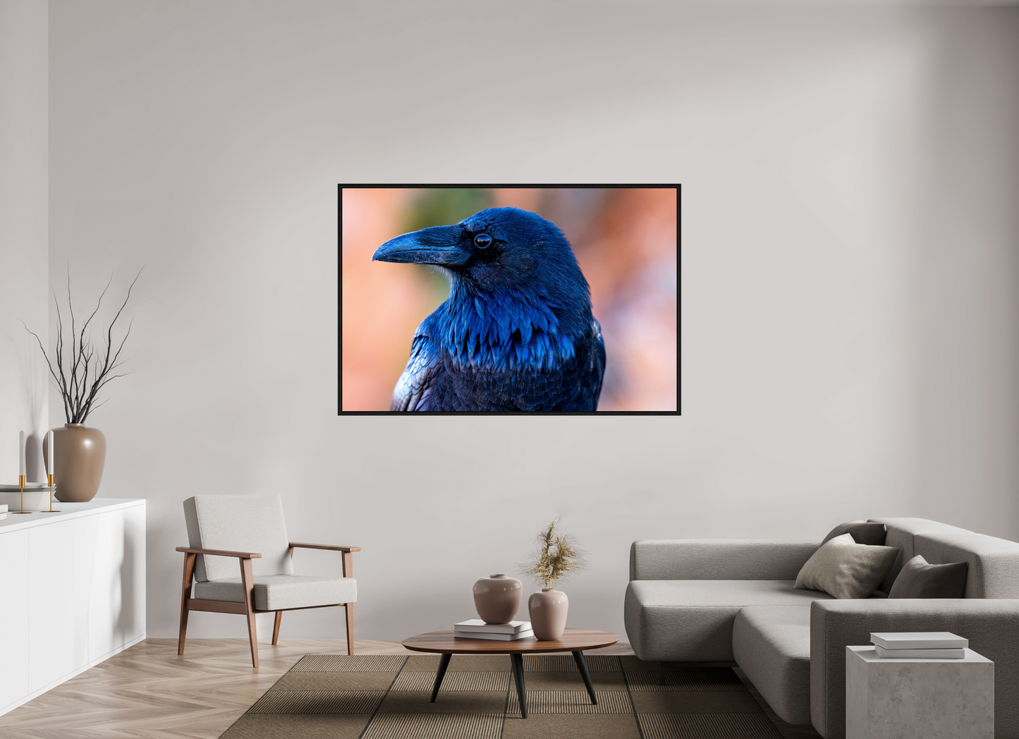 66 x 44″, Floater Frame Raven