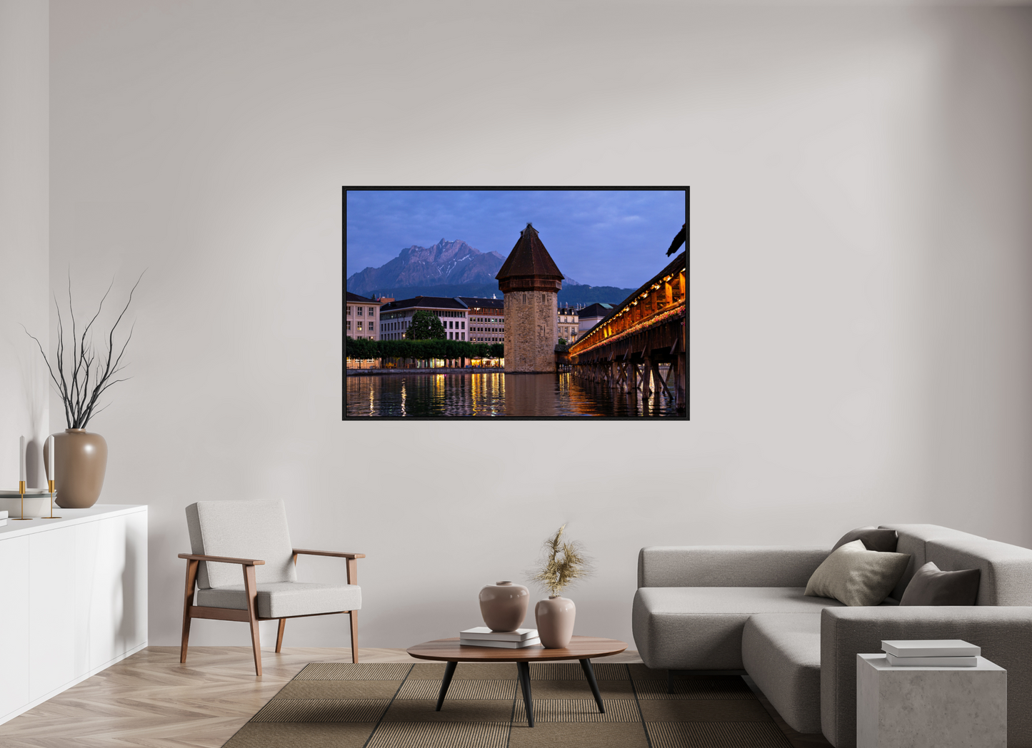 66 x 44″, Floater Frame Chappel Bridge