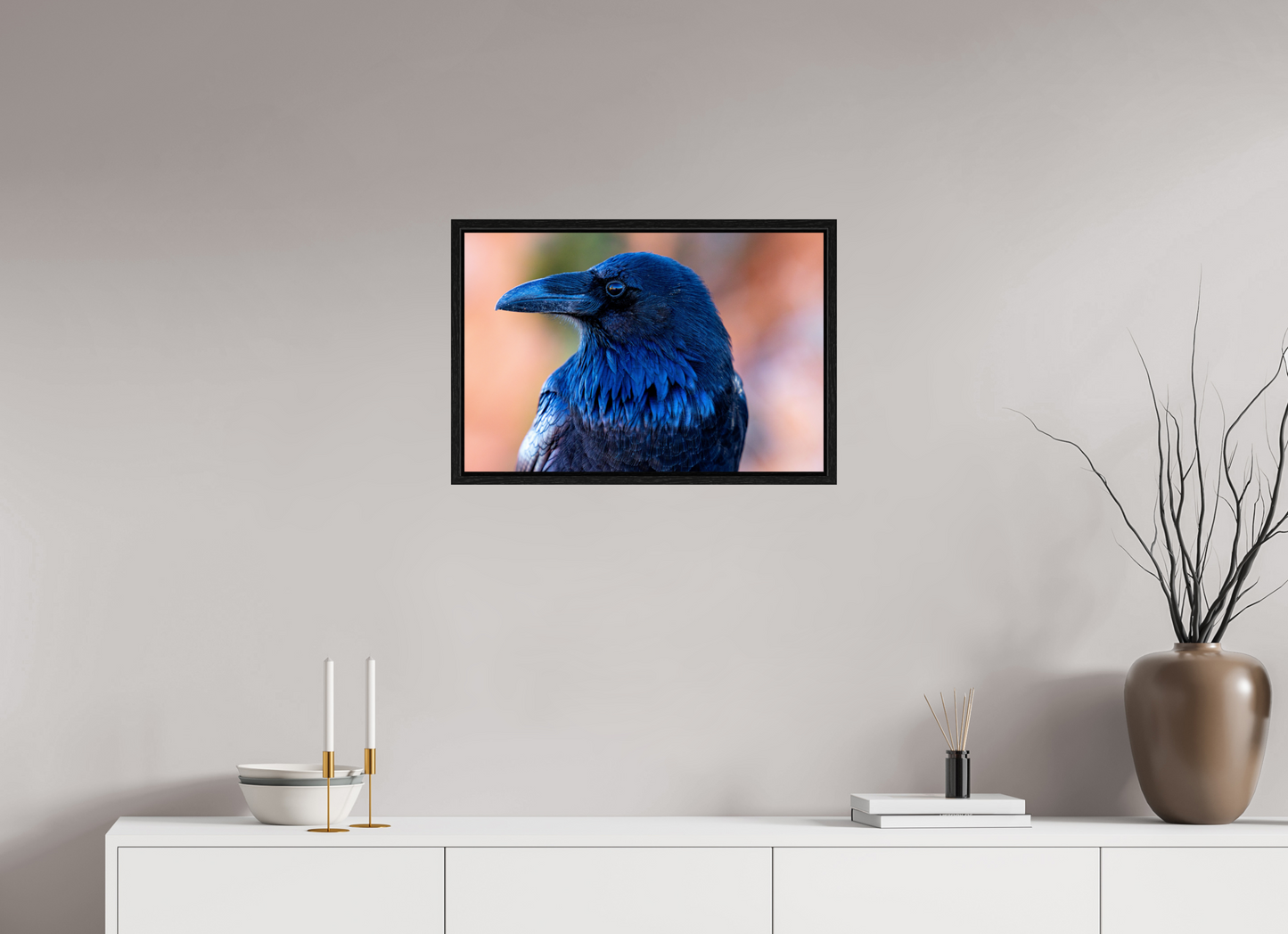 24 x 16″, Floater Frame Raven